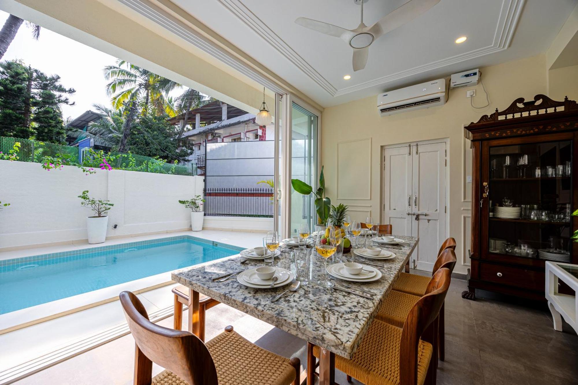 Elivaas 4 Bhk Villa Near Beach With Private Pool & Bar - Casa Boa Vida Candolim Exterior foto